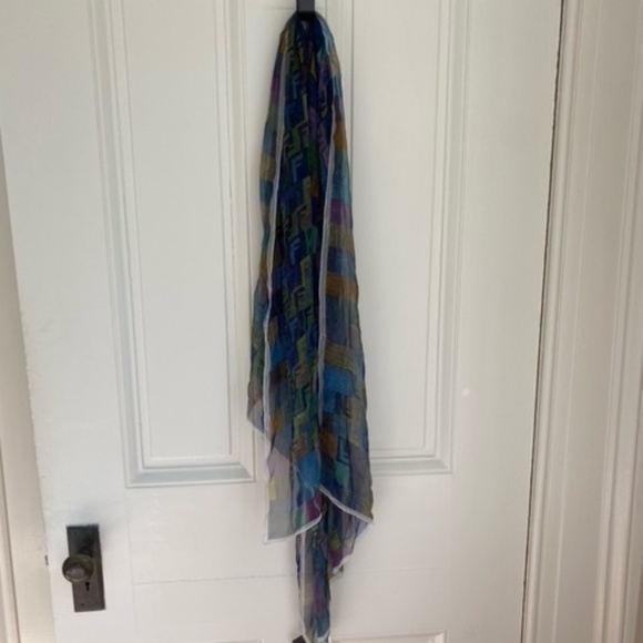 Fendi Multicolor Letter Logo Printed Silk Scarf - Picture 6 of 6